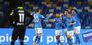 Napoli - Spezia, l'esultanza dei calciatori azzurri