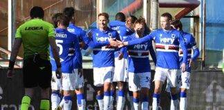 L'esultanza dei giocatori della Sampdoria