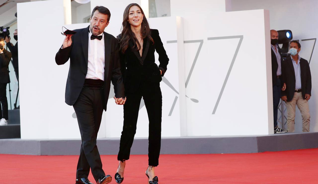 Matteo Salvini e Francesca Verdini alla 77esima mostra del cinema di Venezia (GettyImages)