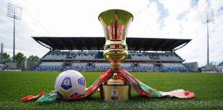 Il trofeo della Coppa Italia al Mapei Stadium