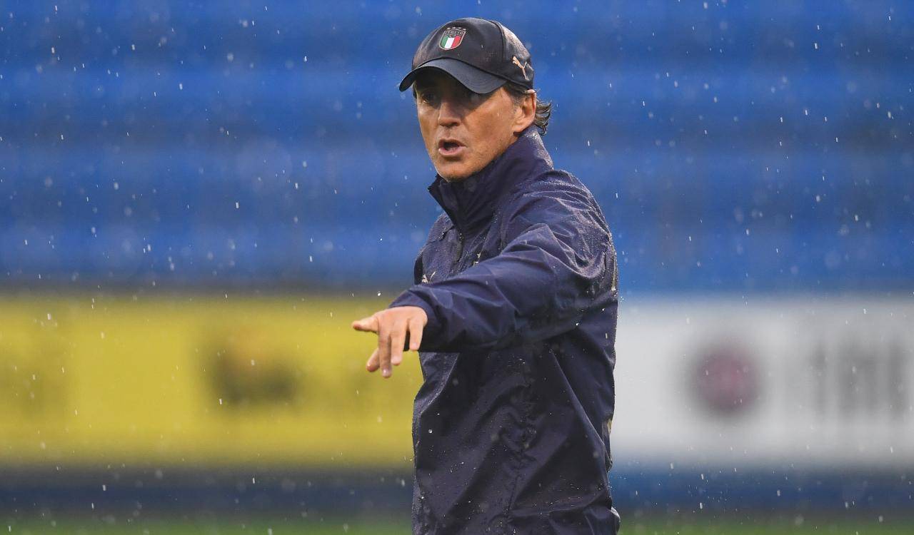 Mancini durante l'allenamento