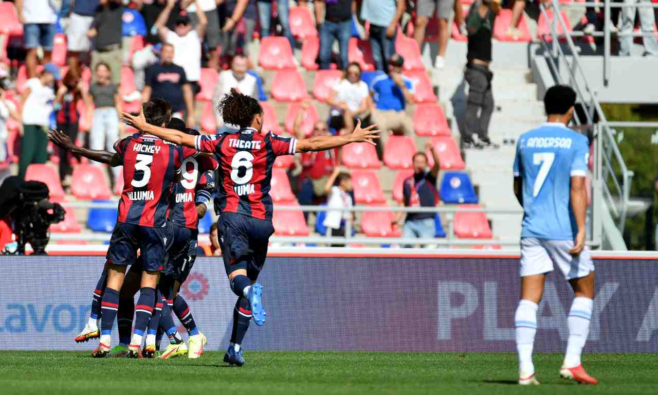 Bologna-Lazio, l'esultanza dei padroni di casa