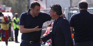 Cagliari-Sampdoria, il saluto tra D'Aversa e Mazzarri