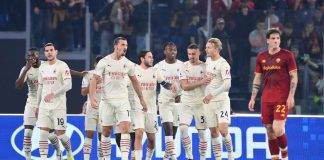 Il Milan festeggia contro la Roma