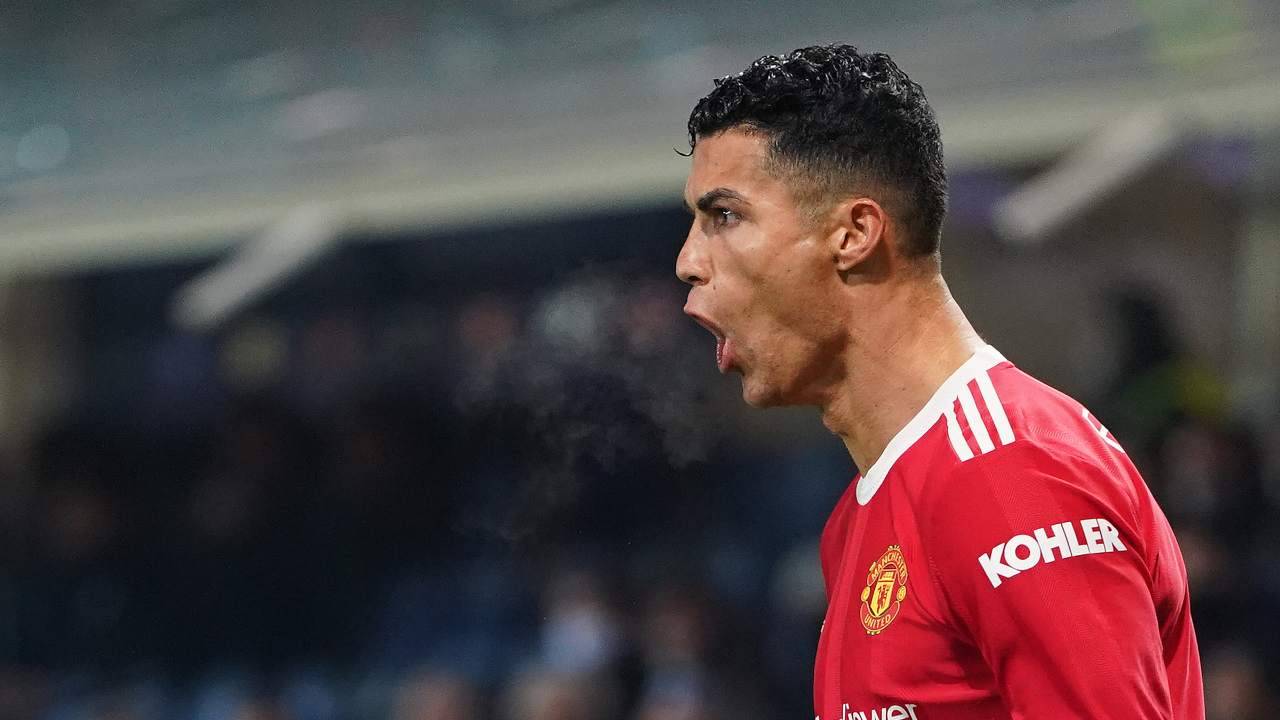 Cristiano Ronaldo urla dopo il gol United