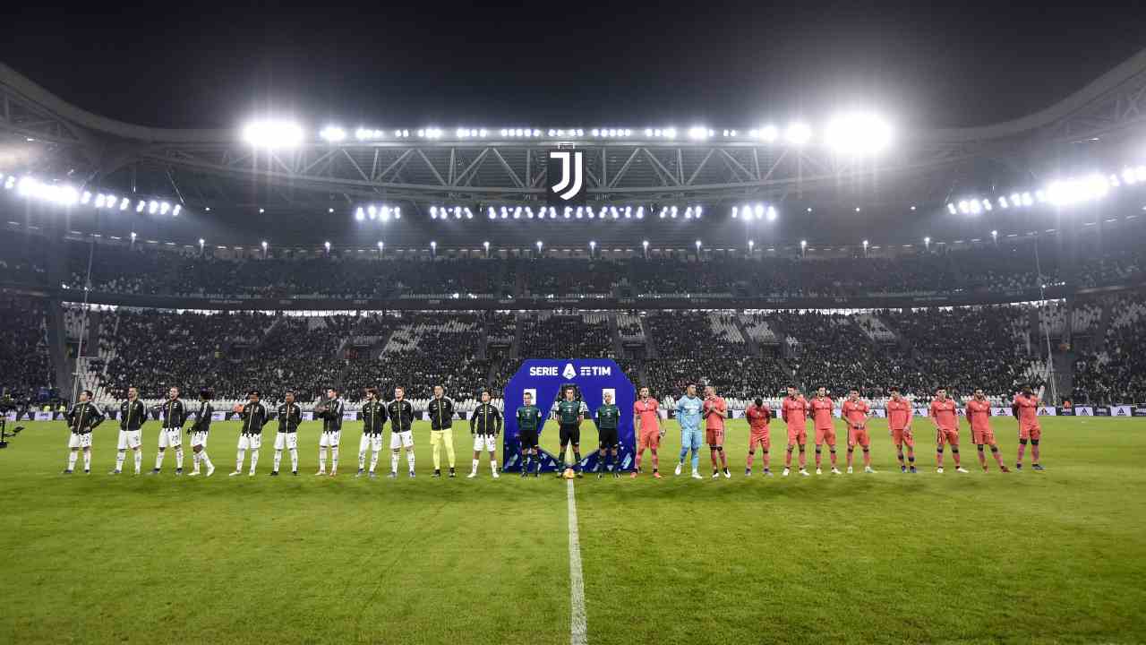 Juventus e Atalanta prima dell'inizio della partita