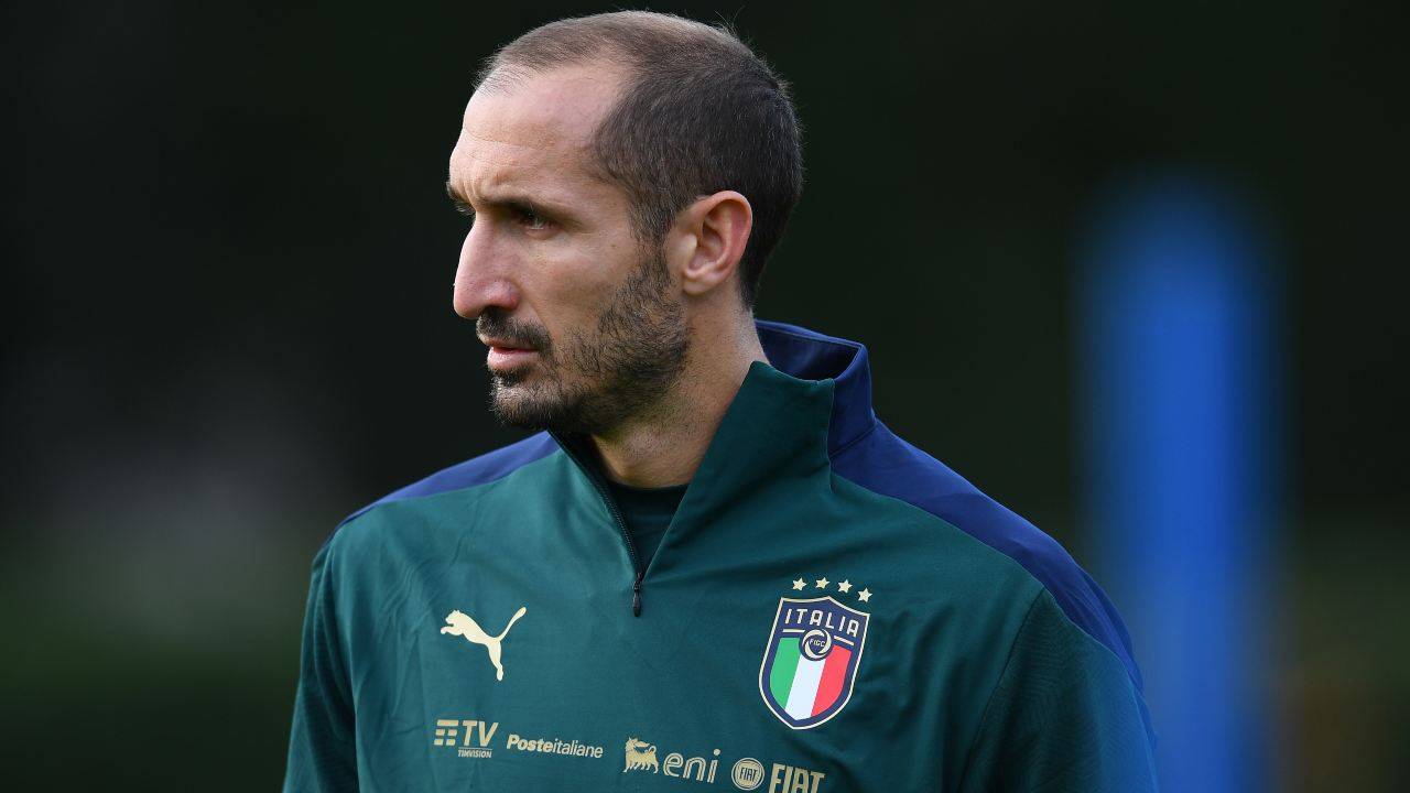 Chiellini in allenamento con la Nazionale