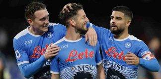 Napoli, Mertens, Insigne e Zielinski esultano