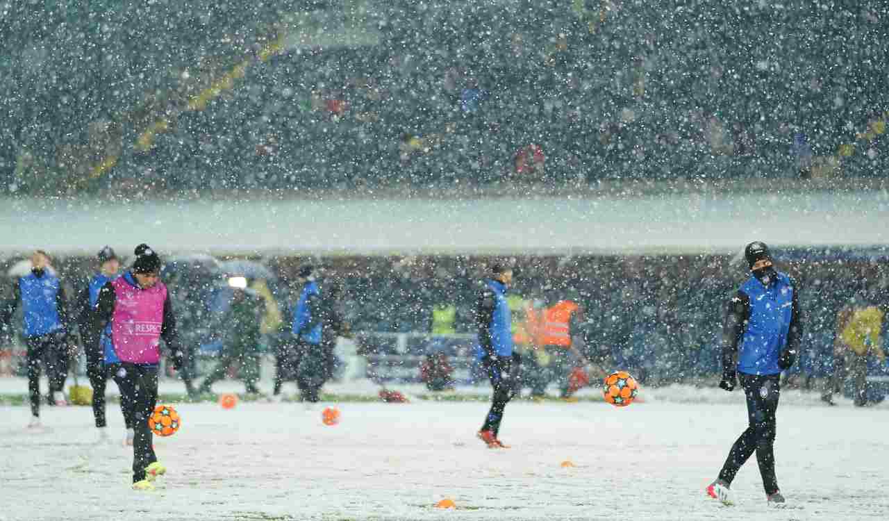 Atalanta-Villareal nella neve