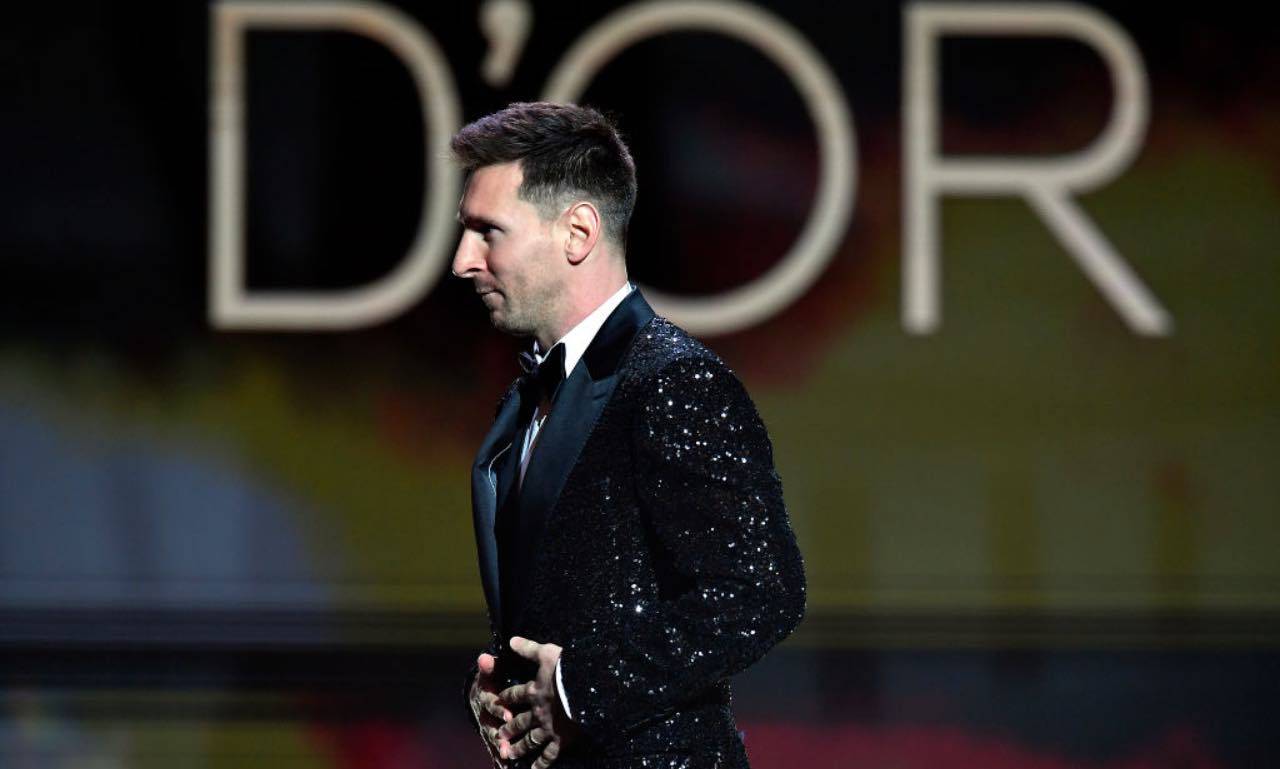 Messi durante la premiazione del Pallone d'Oro