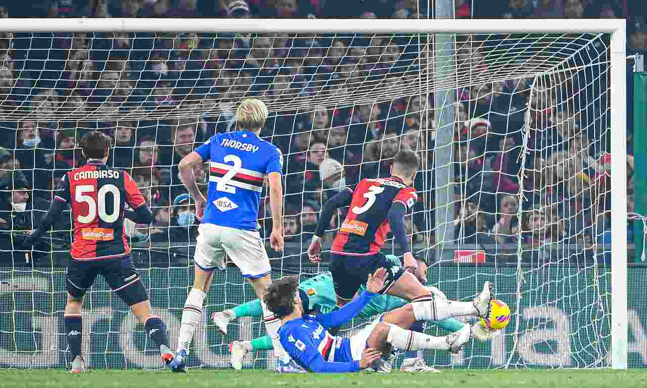 Genoa-Sampdoria, il gol di Gabbiadini