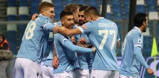 Sassuolo-Lazio, Zaccagni esulta con i compagni