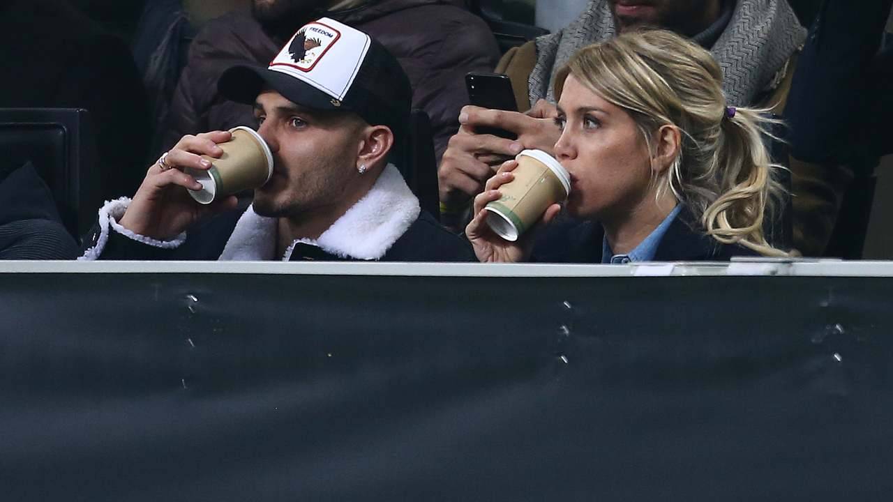 Mauro Icardi e Wanda Nara in tribuna