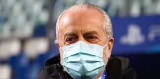 Juve Napoli, De Laurentiis con la mascherina