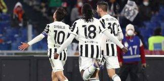 Roma-Juventus, Dybala esulta con Kean e Morata