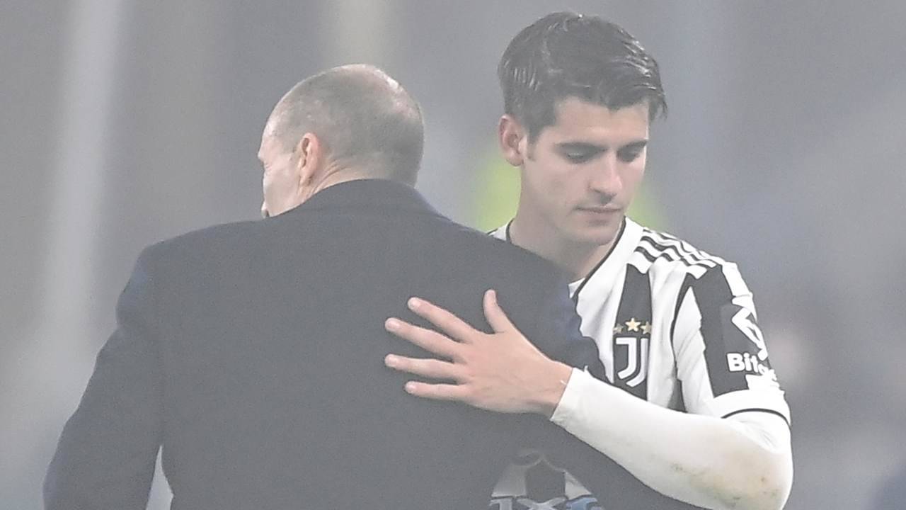 Morata e Allegri si abbracciano Juve