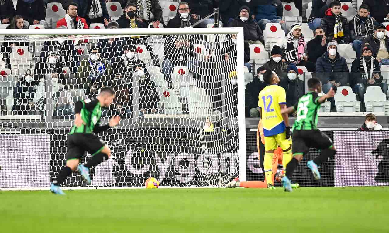 Sassuolo, Traorè esulta dopo il gol alla Juventus 