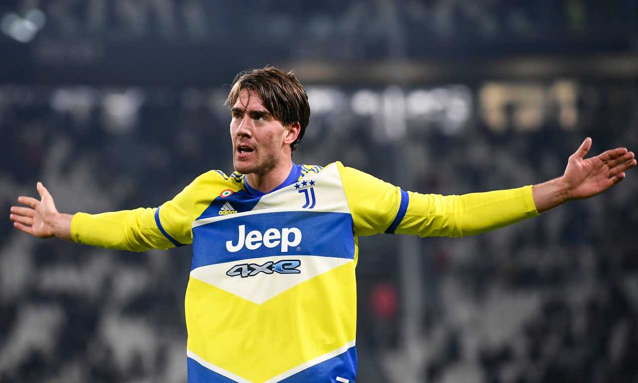 Vlahovic festeggia in Juventus-Sassuolo