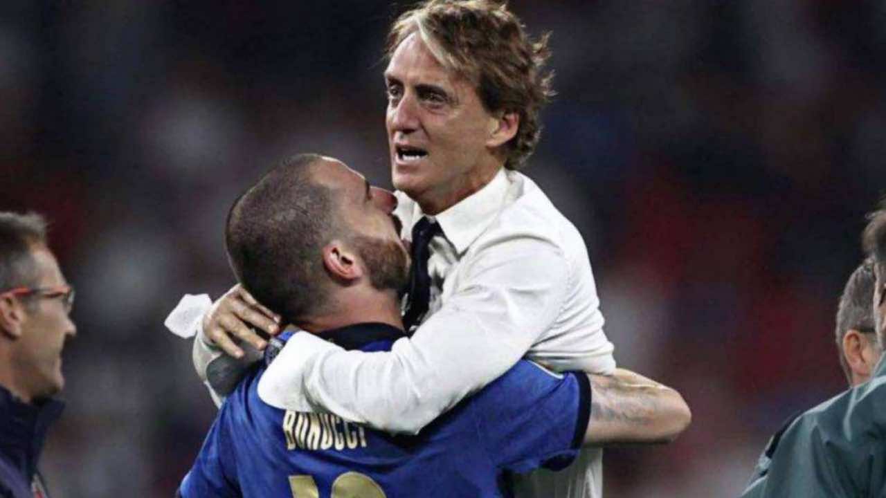 Mancini e Bonucci esultano