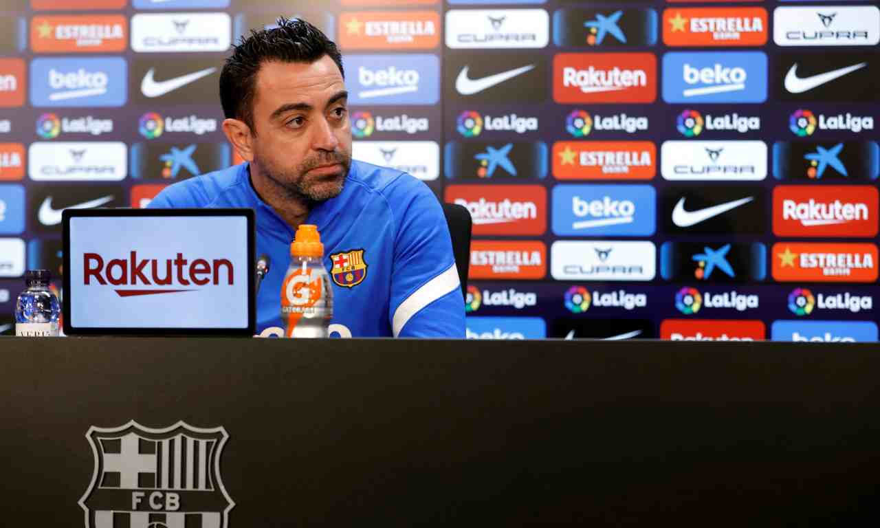 Xavi in conferenza stampa