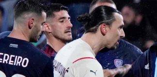 Ibrahimovic durante il finale di Cagliari-Milan