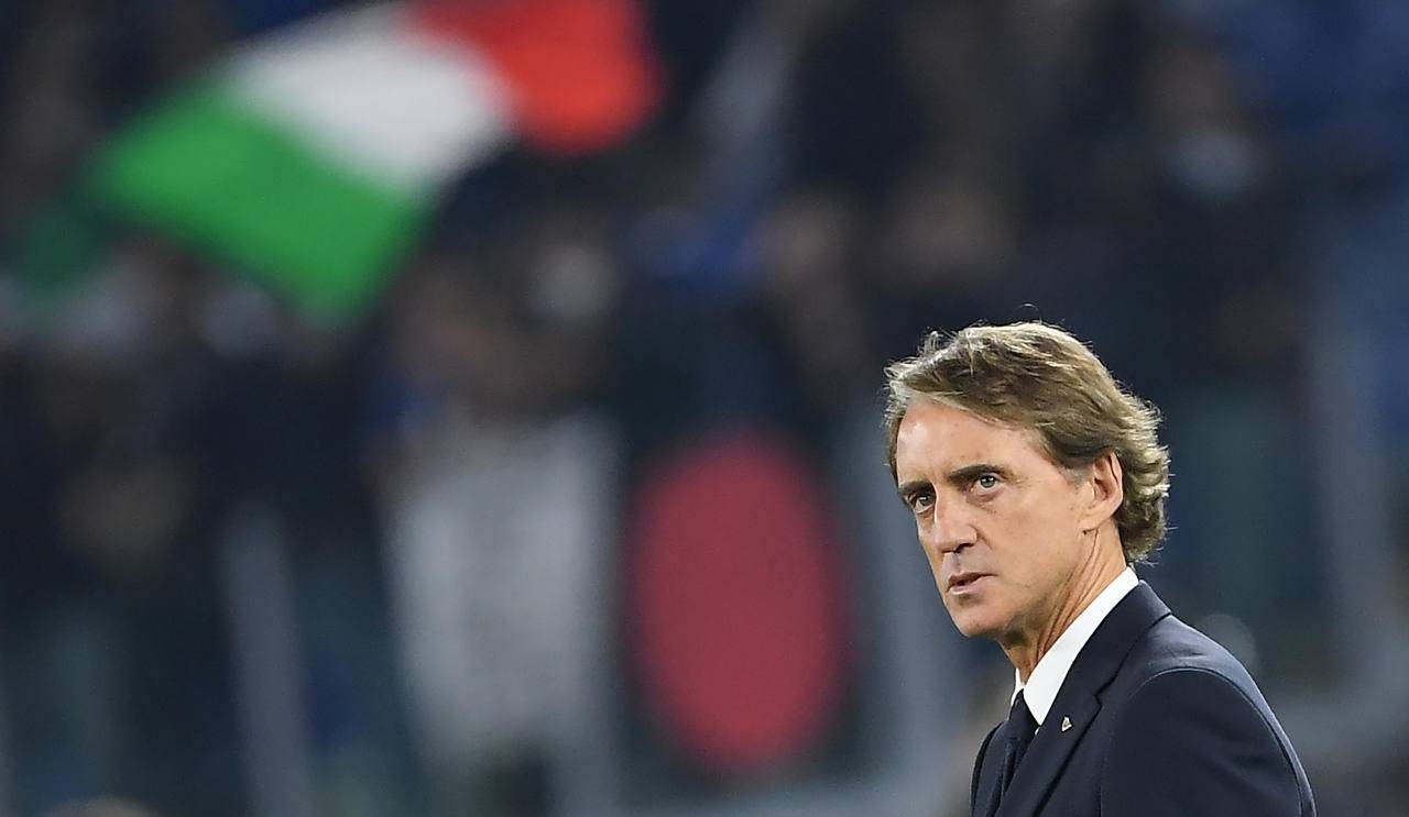 Italia, il CT Roberto Mancini in campo