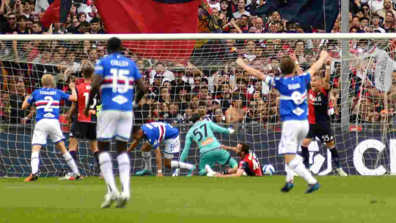 IL gol della Sampdoria contro il Genoa