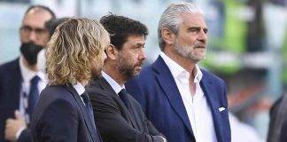 Juventus, Agnelli, Nedved e Arrivabene a bordo campo