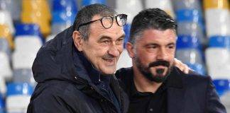 Lazio, Gattuso e Sarri abbracciati