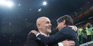 Milan-Inter, Pioli e Inzaghi si abbracciano