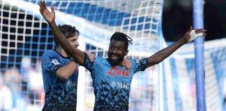 Napoli-Torino, Anguissa e Kvaratskhelia esultano