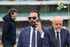 Antonio Conte Giovanni Manna Aurelio De Laurentiis, allenatore, direttore sportivo e presidente del Napoli