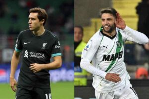 Federico Chiesa, attaccante del Liverpool e Domenico Berardi, attaccante del Sassuolo