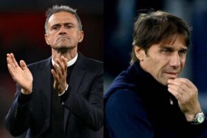 Luis Enrique, allenatore del PSG, e Antonio Conte, allenatore del Napoli