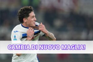 Nicolò Zaniolo dell'Atalanta si toglie la maglia mentre esulta