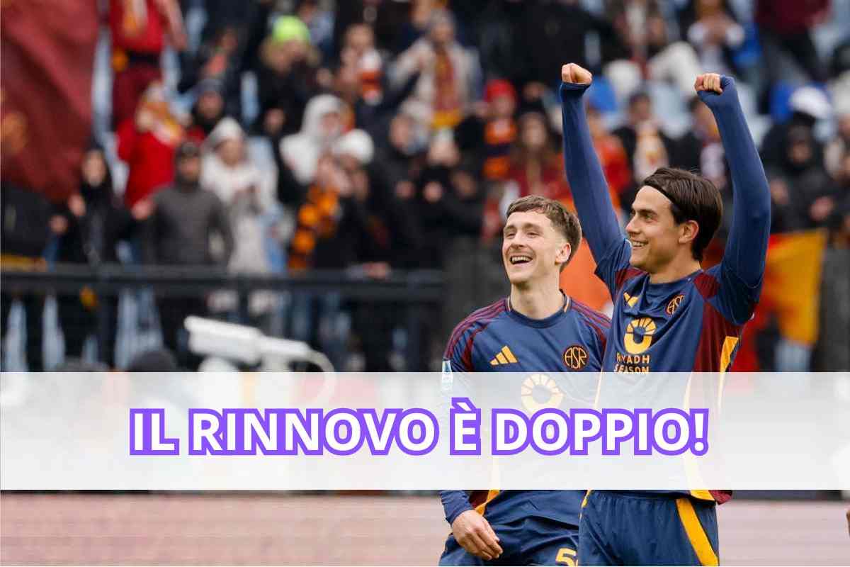 Paulo Dybala esulta davanti ai tifosi della Roma