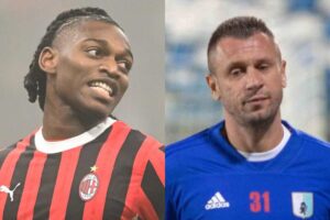 Rafael Leao, attaccante del Milan e l'ex fantasista Antonio Cassano