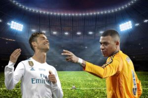 Ronaldo si dispera e Mbappé indica