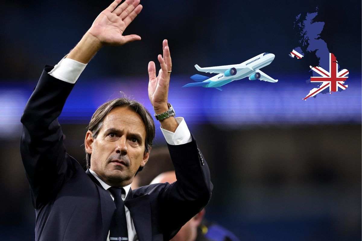 Simone Inzaghi saluta i tifosi e un aereo va verso l'Inghilterra