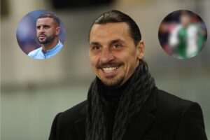 Zlatan Ibrahimovic sorride, nella cornice Kyle Walker