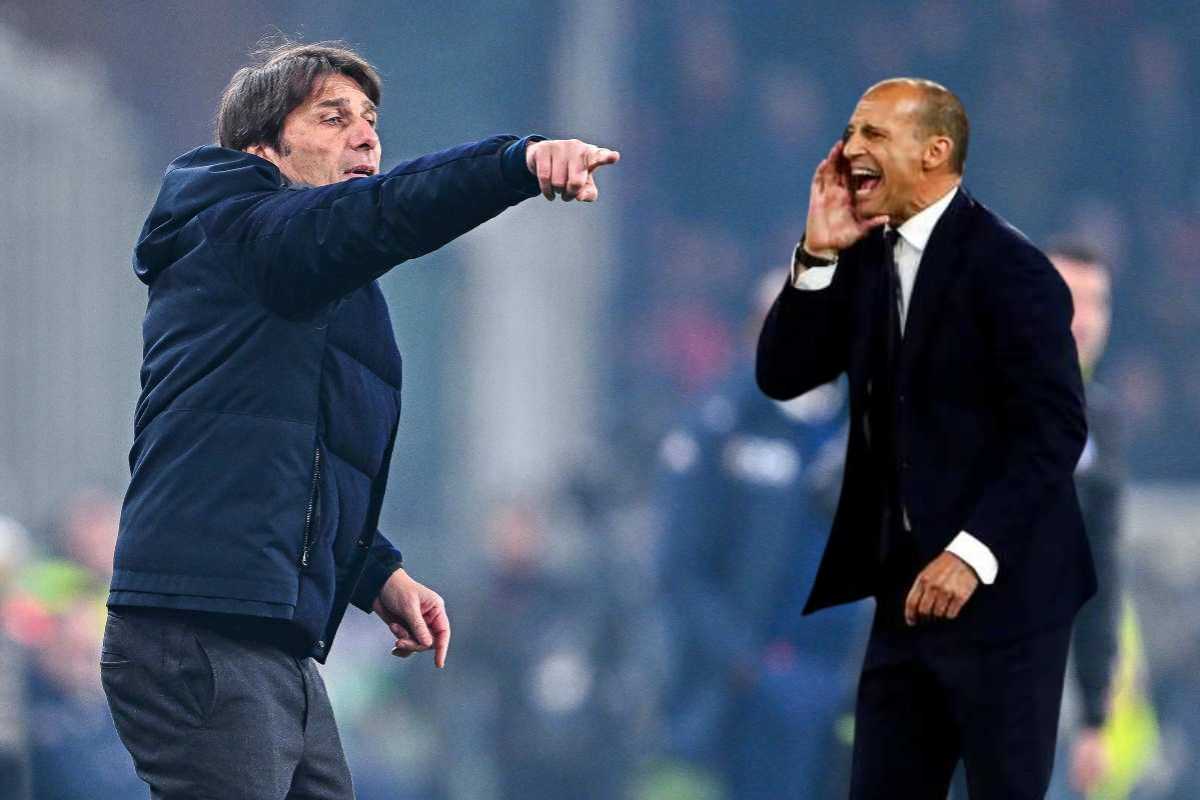 Antonio Conte e Massimiliano Allegri danno indicazioni dalla panchina  