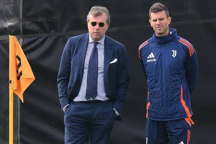 Giuntoli e Thiago Motta fianco a fianco