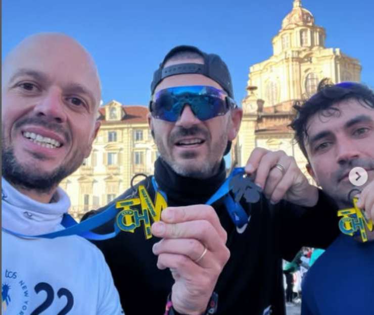 l'ex difensore Leonardo Bonucci dopo aver corso la maratona di Torino