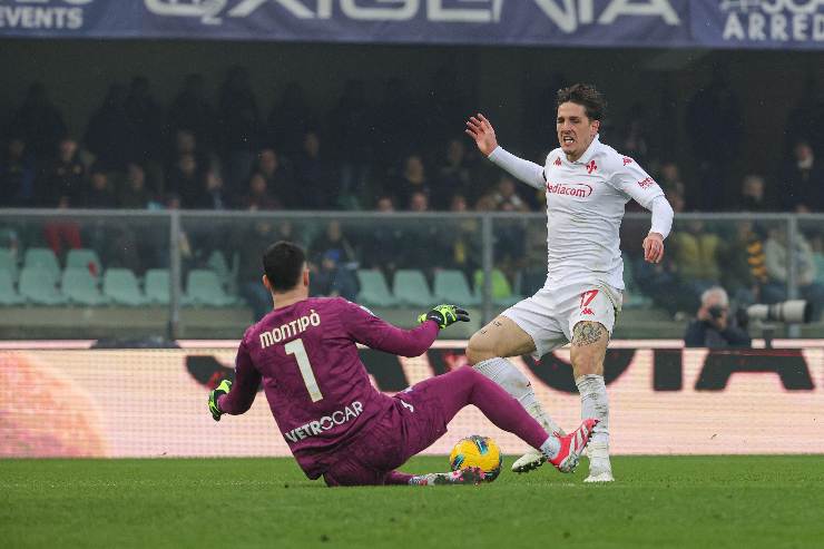 Niccolò Zaniolo in azione con la Fiorentina