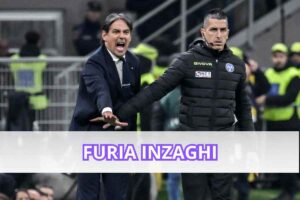 Simone Inzaghi, allenatore dell'Inter, arrabbiatissimo dopo il derby