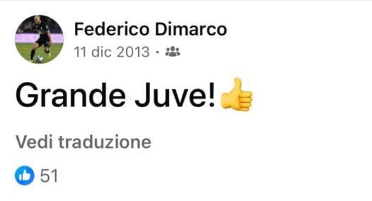 dimarco post facebook juventus