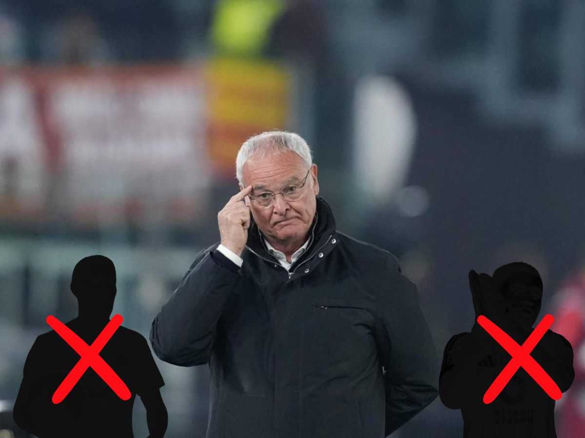 Claudio Ranieri con due calciatori oscurati