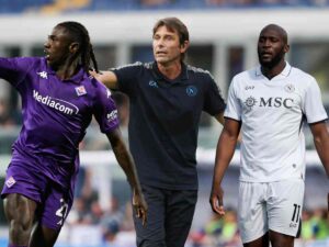 Kean esulta, Conte dà indicazioni e Lukaku osserva