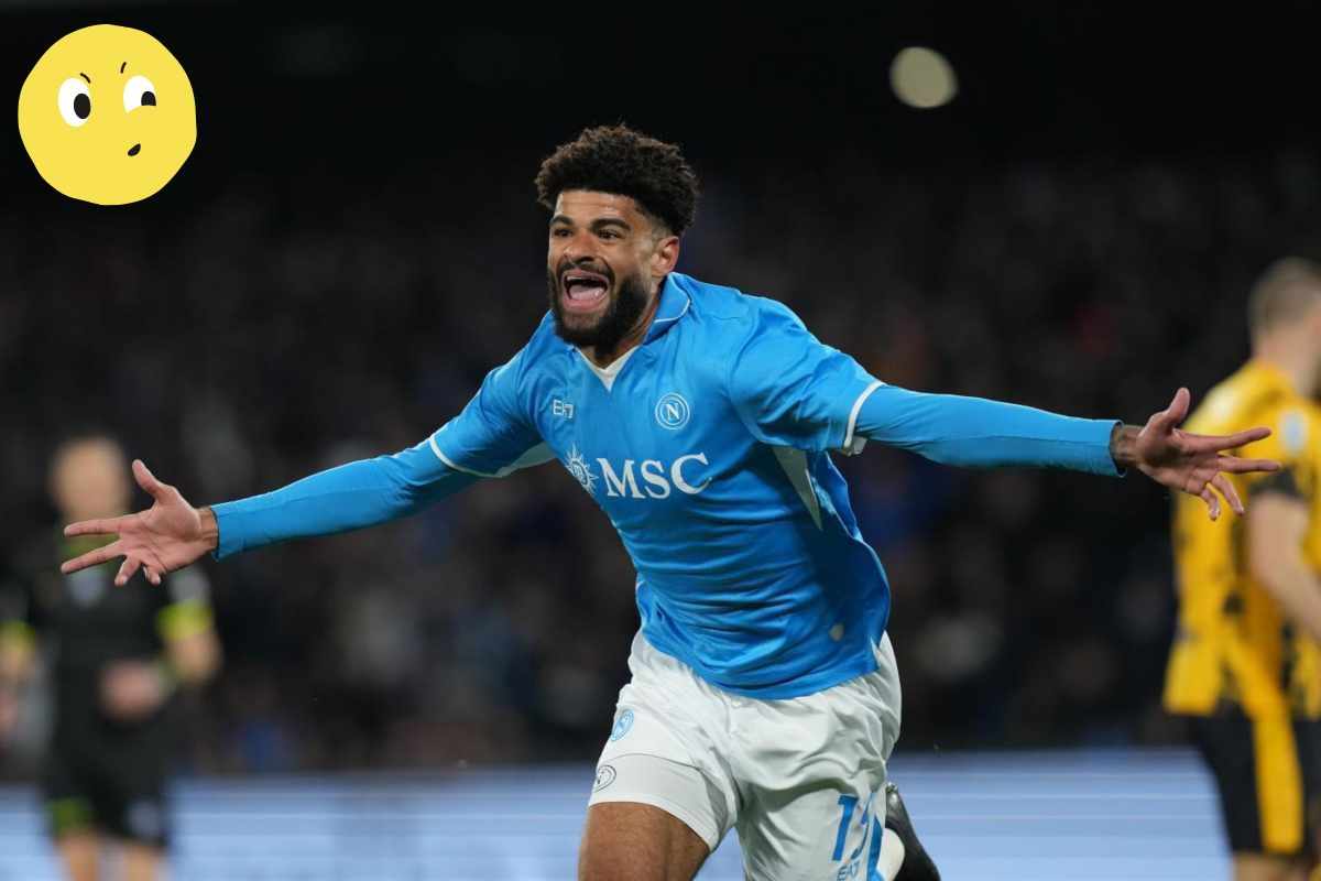 Philip Billing del Napoli esulta dopo il gol all'Inter